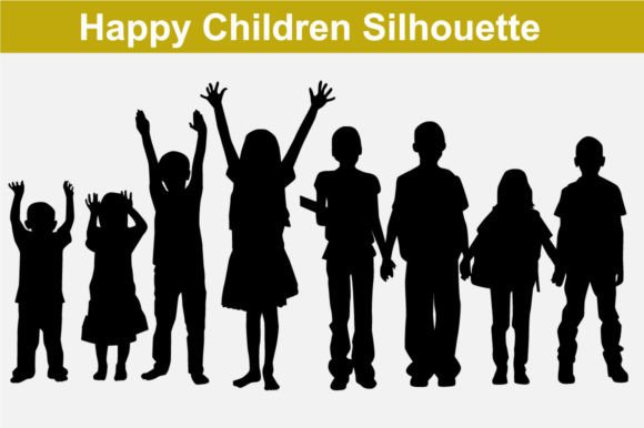 Download Happy Cute Children Silhouette - Children silhouette Collection