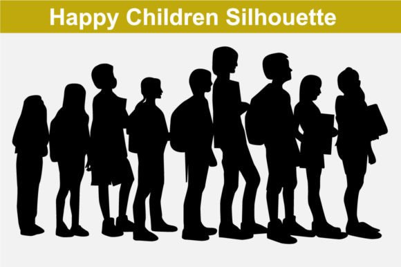 Download Happy Cute Children Silhouette - Children silhouette Collection
