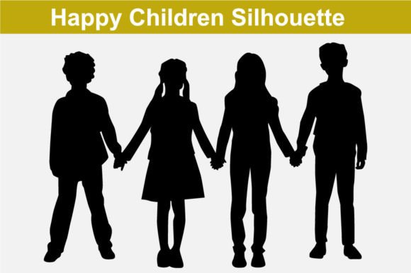 Download Happy Cute Children Silhouette - Children silhouette Collection